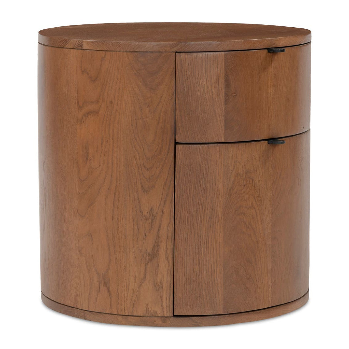 Modern European furniture - Brown Oak Round 2-Drawer Nightstand - www.oroa.com | Oroa.com