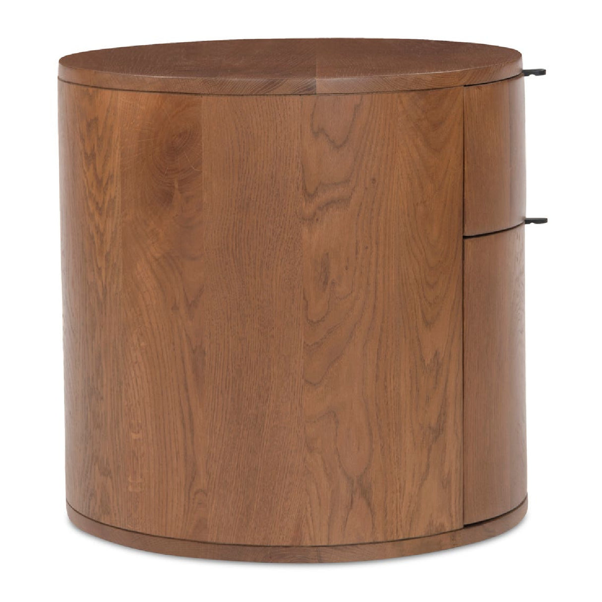 Modern European furniture - Brown Oak Round 2-Drawer Nightstand - www.oroa.com | Oroa.com