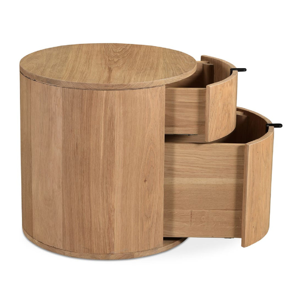 Modern European furniture - Natural Oak Round 2-Drawer Nightstand - www.oroa.com | Oroa.com