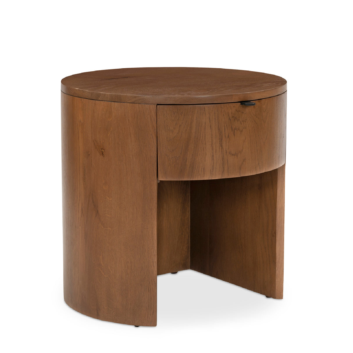 Modern European furniture - Oak Round 1-Drawer Nightstand - www.oroa.com | Oroa.com