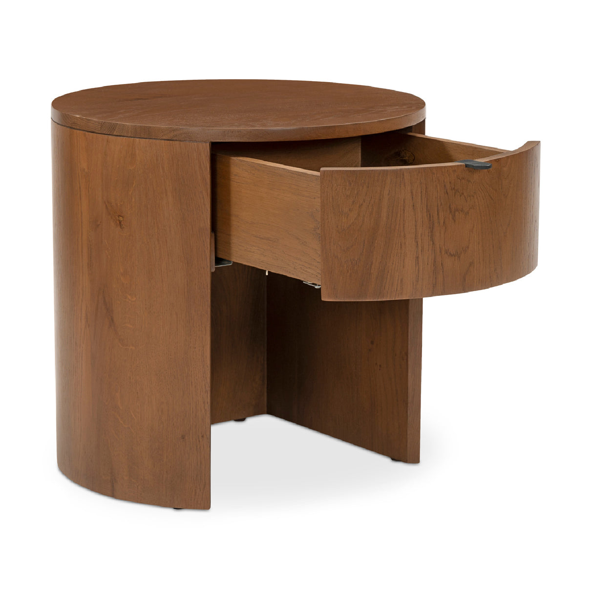 Modern European furniture - Oak Round 1-Drawer Nightstand - www.oroa.com | Oroa.com