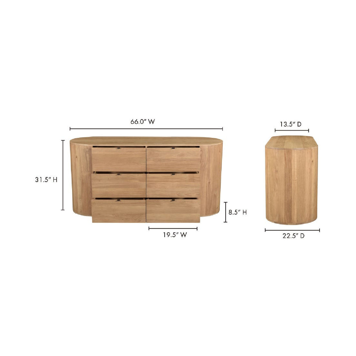 Modern European furniture - Natural Oak 6-Drawer Dresser - www.oroa.com | Oroa.com