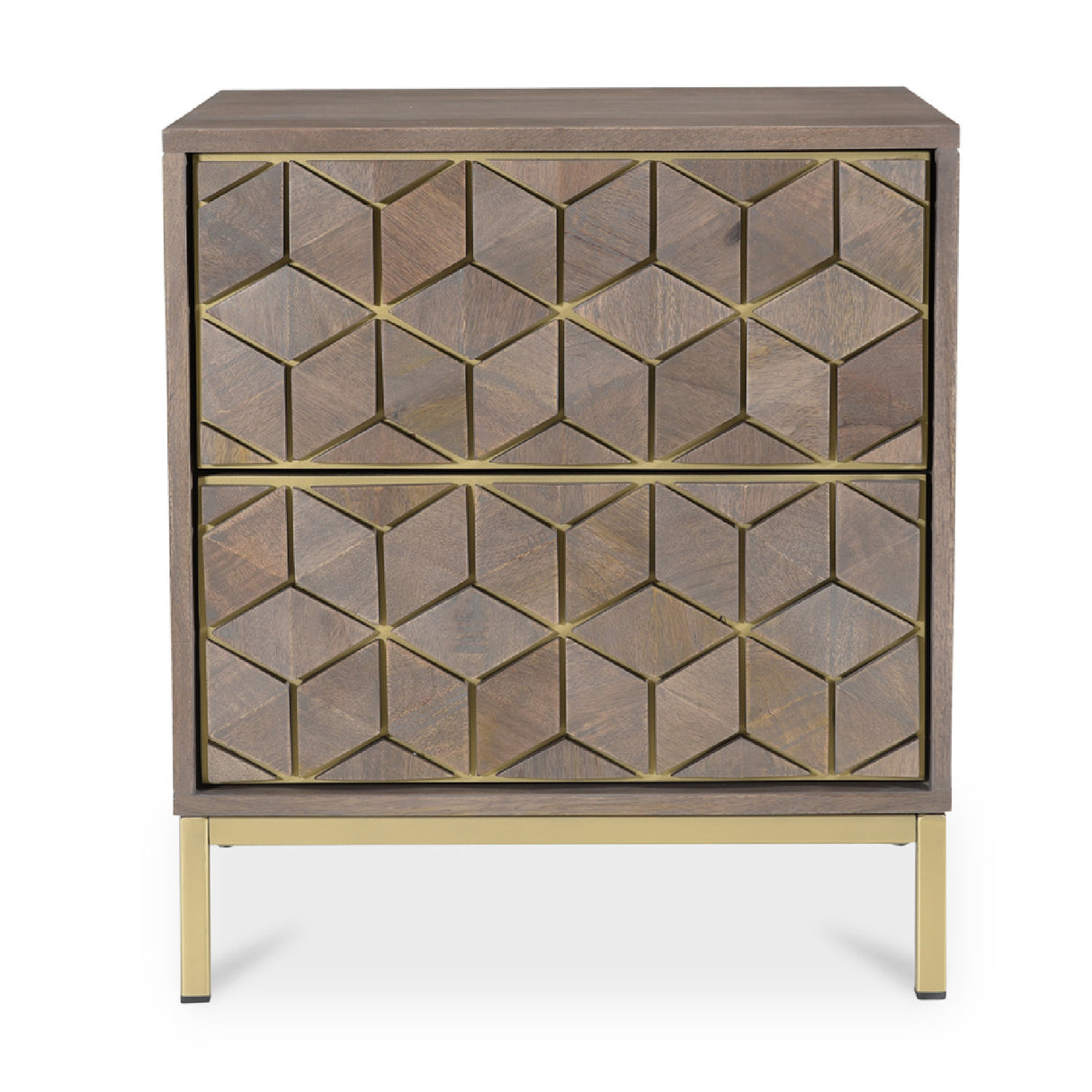 Modern European furniture - Gray Patterned 2-Drawer Nightstand - www.oroa.com | Oroa.com