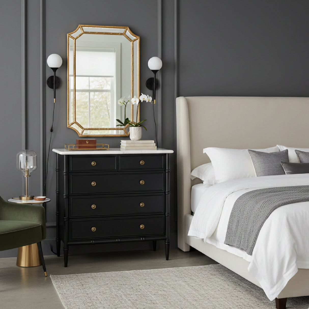Modern European furniture - Black 5-Drawer Chest - www.oroa.com | Oroa.com