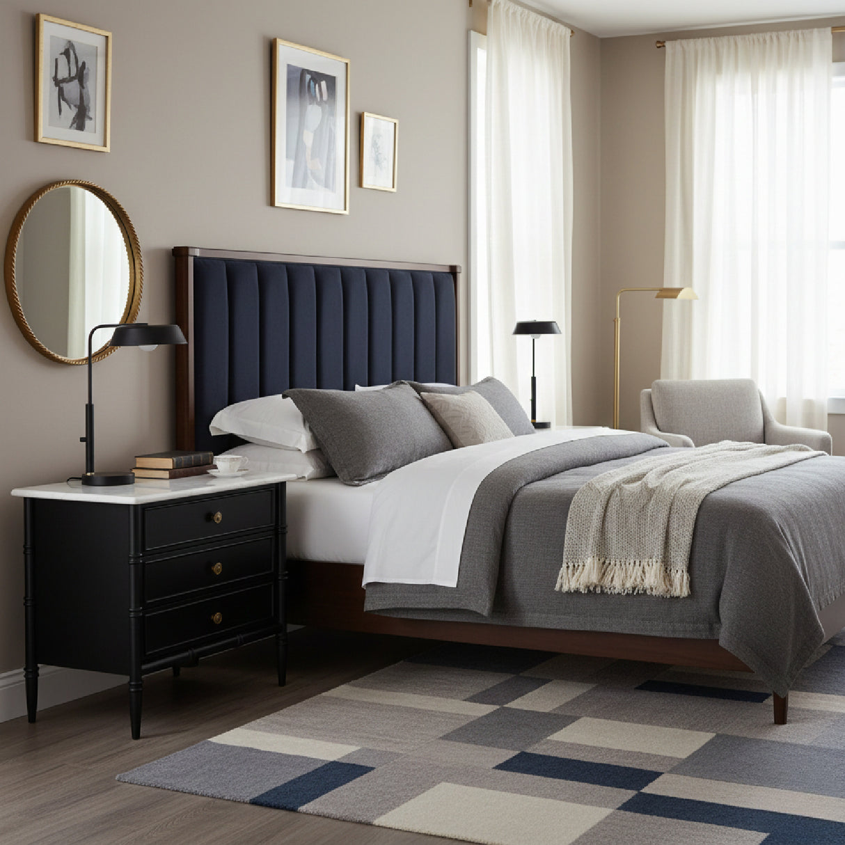 Modern European furniture - Black 3-Drawer Nightstand - www.oroa.com | Oroa.com