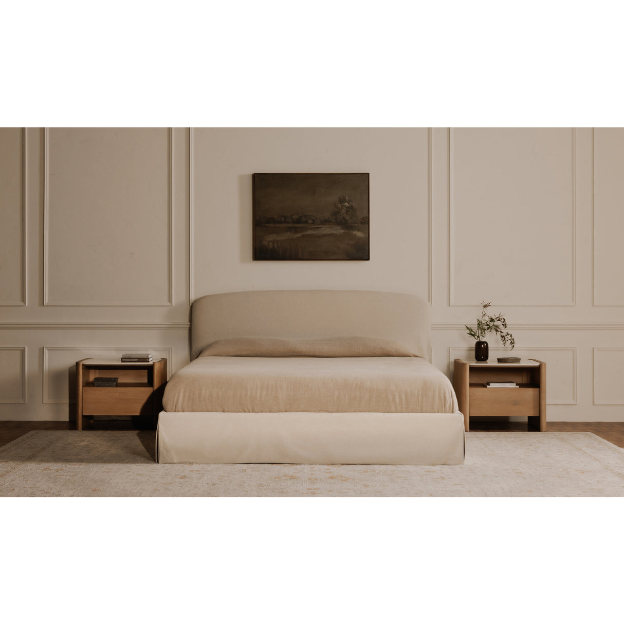 Modern European furniture - Marble Top Oak Nightstand - www.oroa.com | Oroa.com