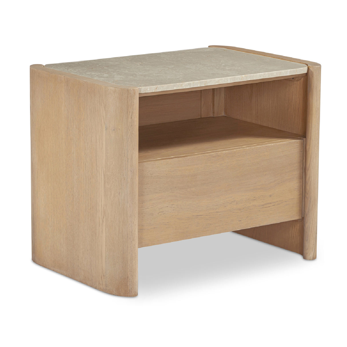 Modern European furniture - Marble Top Oak Nightstand - www.oroa.com | Oroa.com