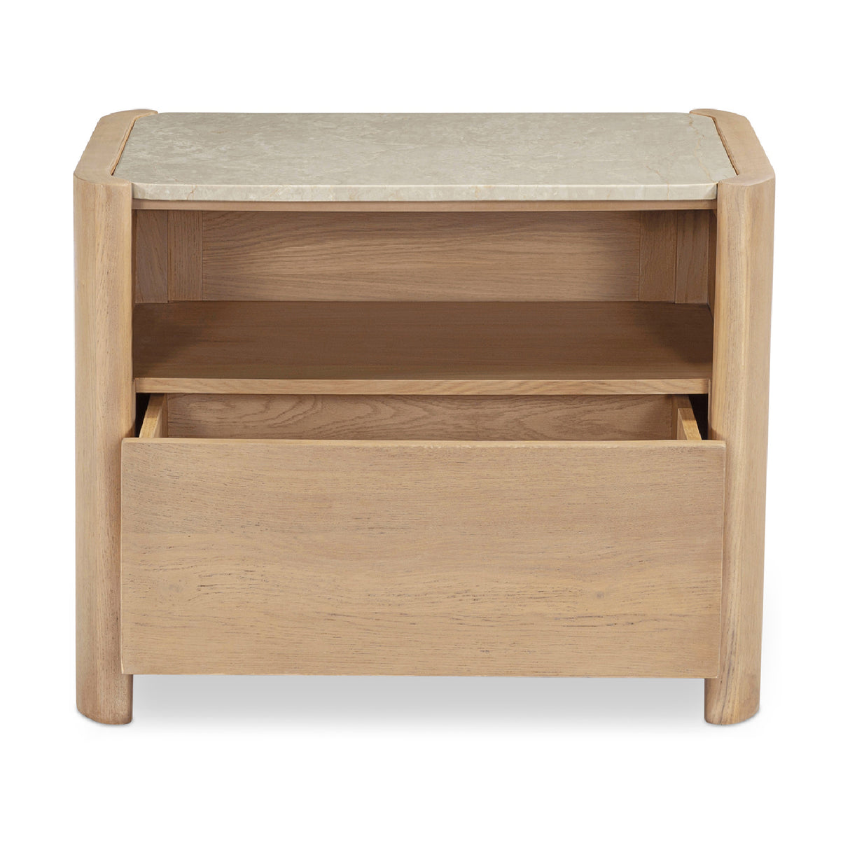 Modern European furniture - Marble Top Oak Nightstand - www.oroa.com | Oroa.com