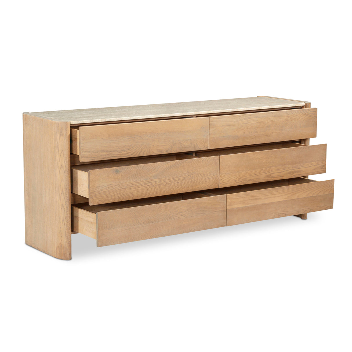 Modern European furniture - Marble Top Oak 6-Drawer Dresser - www.oroa.com | Oroa.com