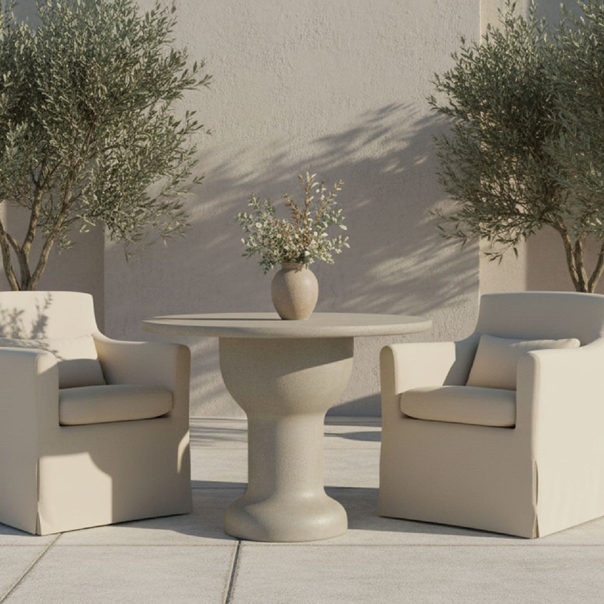 Modern European furniture - Cream Concrete Outdoor Coffee Table - www.oroa.com | Oroa.com