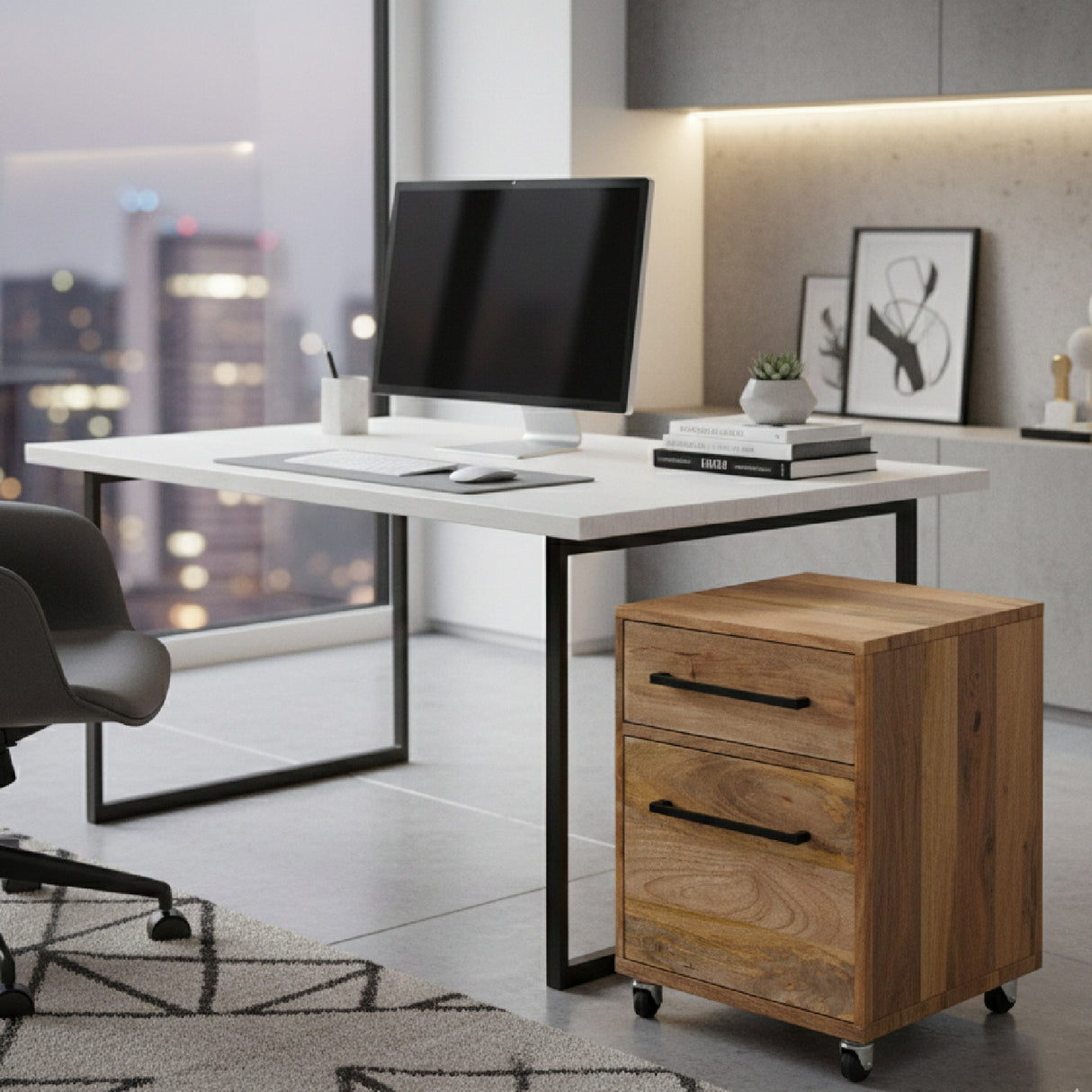 Modern European furniture - Wooden 2-Drawer Mobile Filing Cabinet - www.oroa.com | Oroa.com