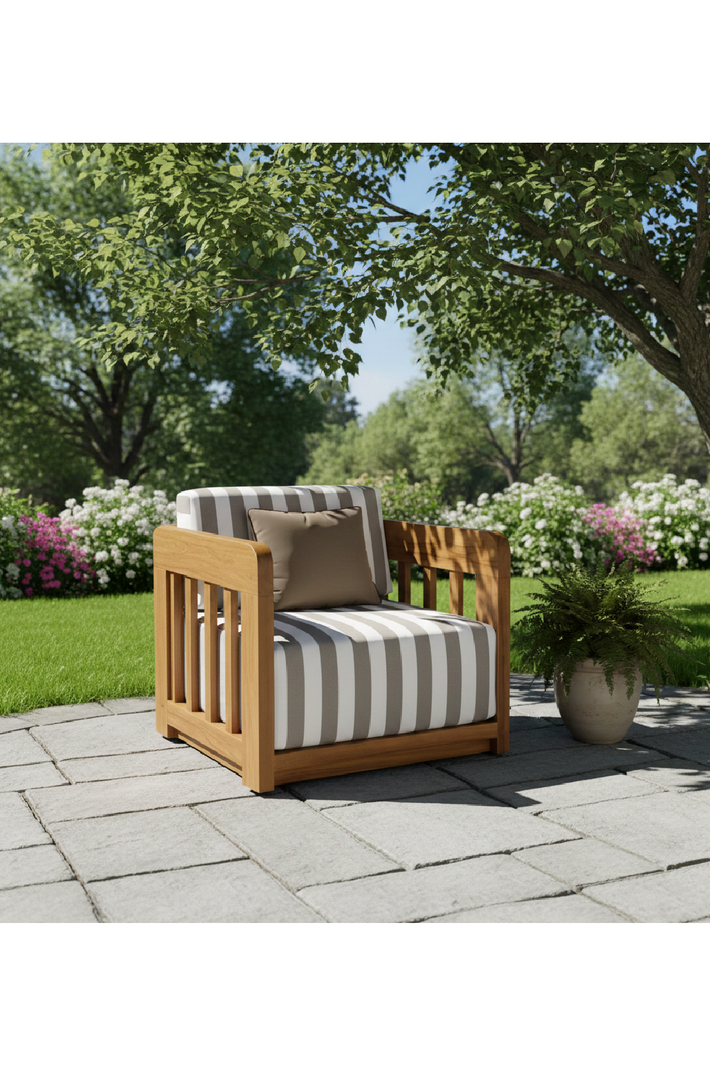 Modern European furniture - Brown Stripe Outdoor Accent Chair - www.oroa.com | Oroa.com