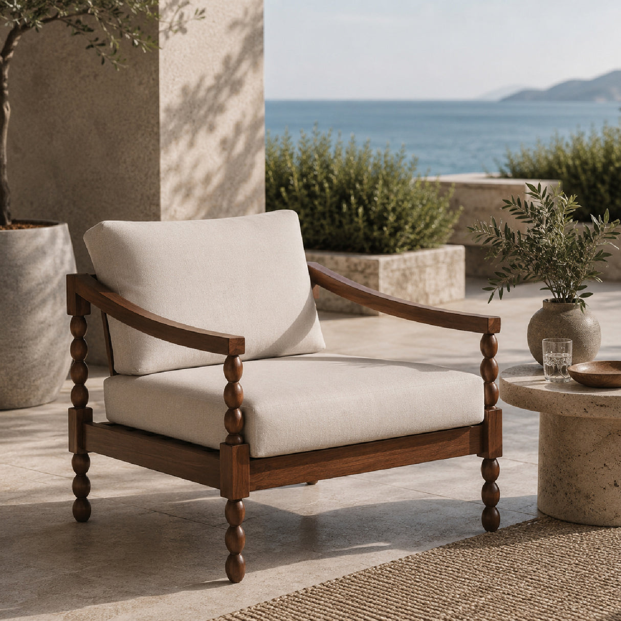 Modern European furniture - Turned-Leg Teak Outdoor Accent Chair - www.oroa.com | Oroa.com