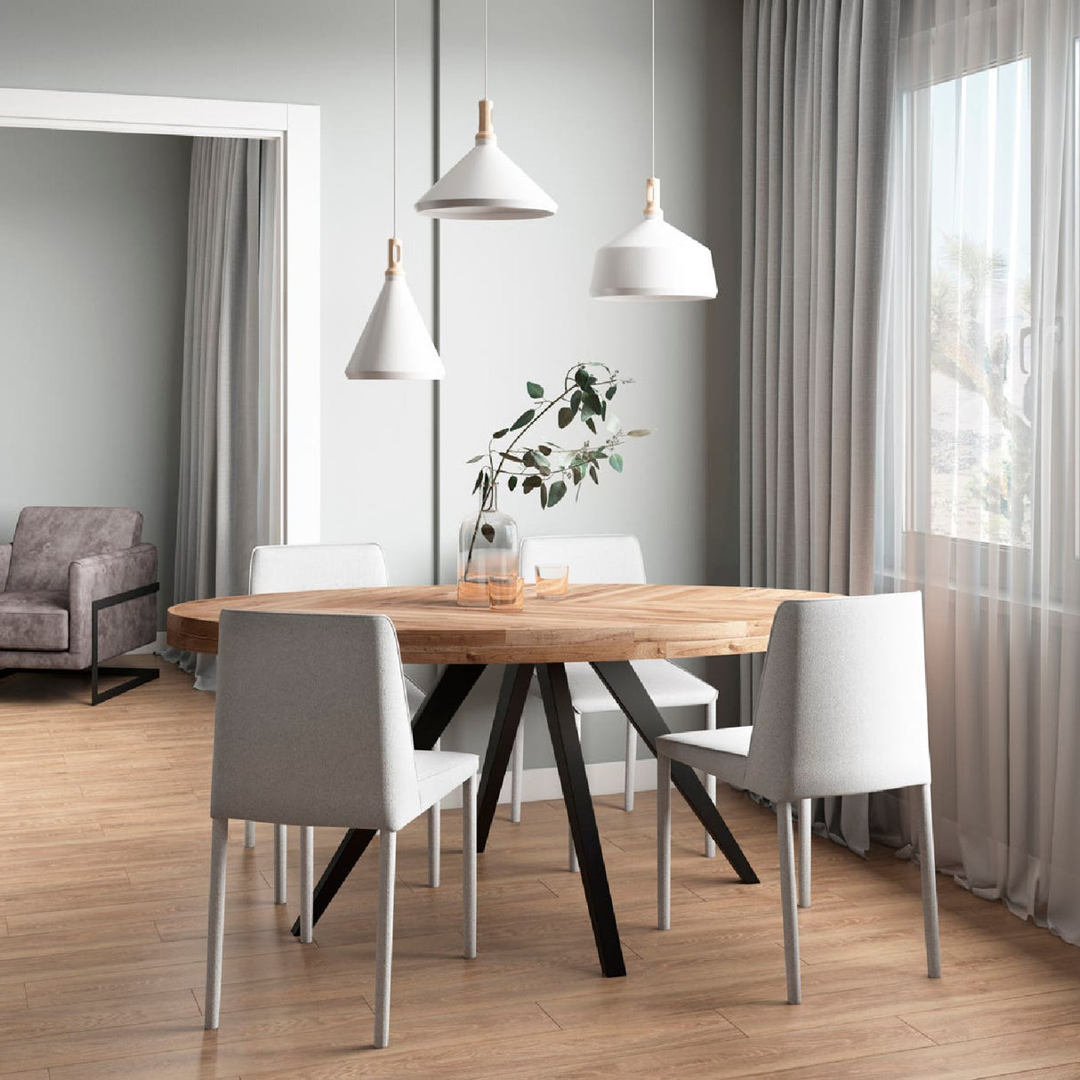 Modern European furniture - Parquet Patterned Wooden Dining Table - www.oroa.com | Oroa.com