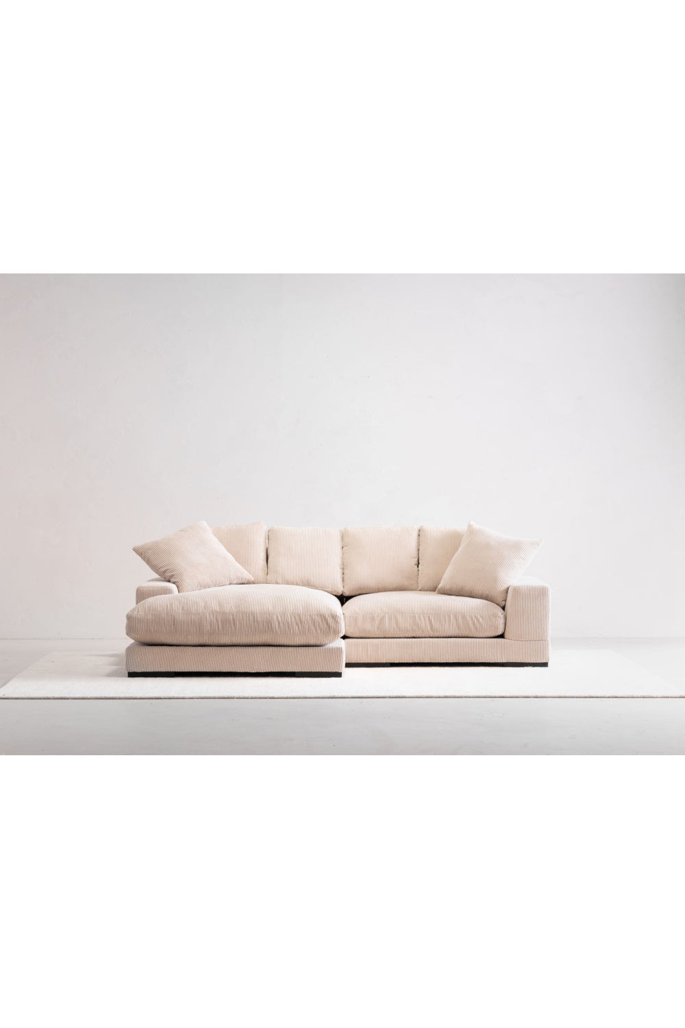 Modern European furniture - White Ribbed Fabric Sectional Sofa - www.oroa.com | Oroa.com