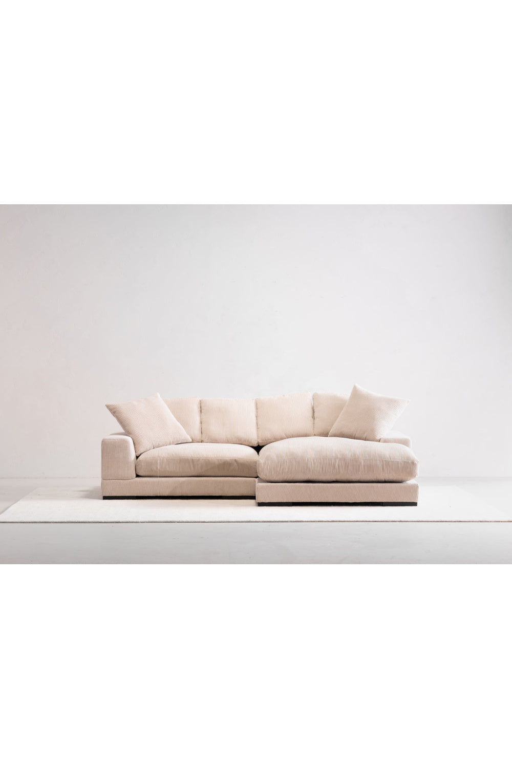Modern European furniture - White Ribbed Fabric Sectional Sofa - www.oroa.com | Oroa.com