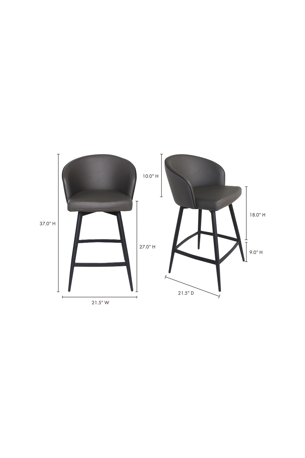 Modern European furniture - Gray Curved Swivel Counter Stool - www.oroa.com | Oroa.com
