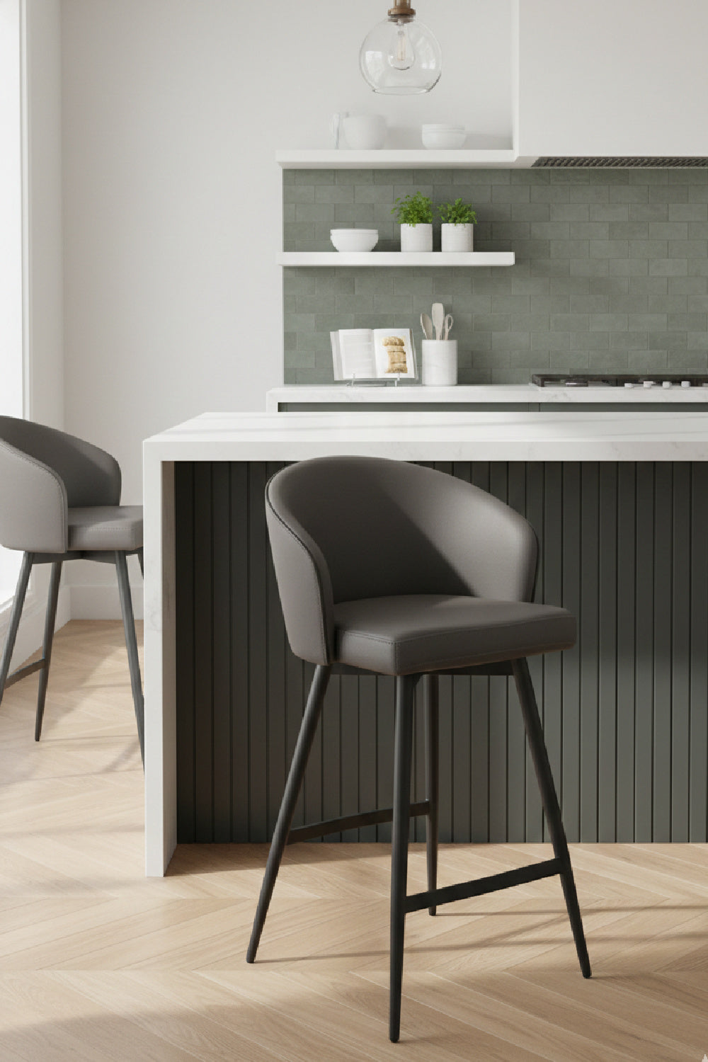 Modern European furniture - Gray Curved Swivel Counter Stool - www.oroa.com | Oroa.com