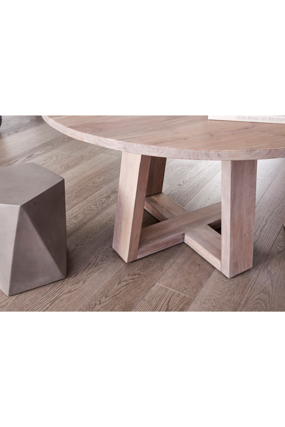 Modern European furniture - Whitewashed Acacia Round Dining Table - www.oroa.com | Oroa.com