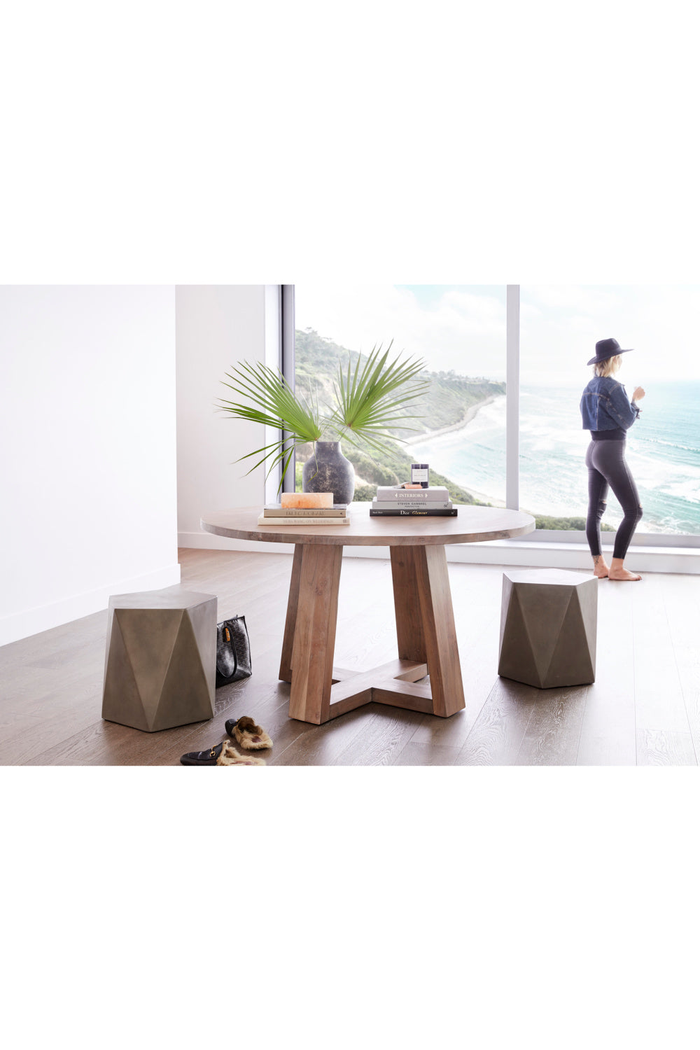 Modern European furniture - Whitewashed Acacia Round Dining Table - www.oroa.com | Oroa.com