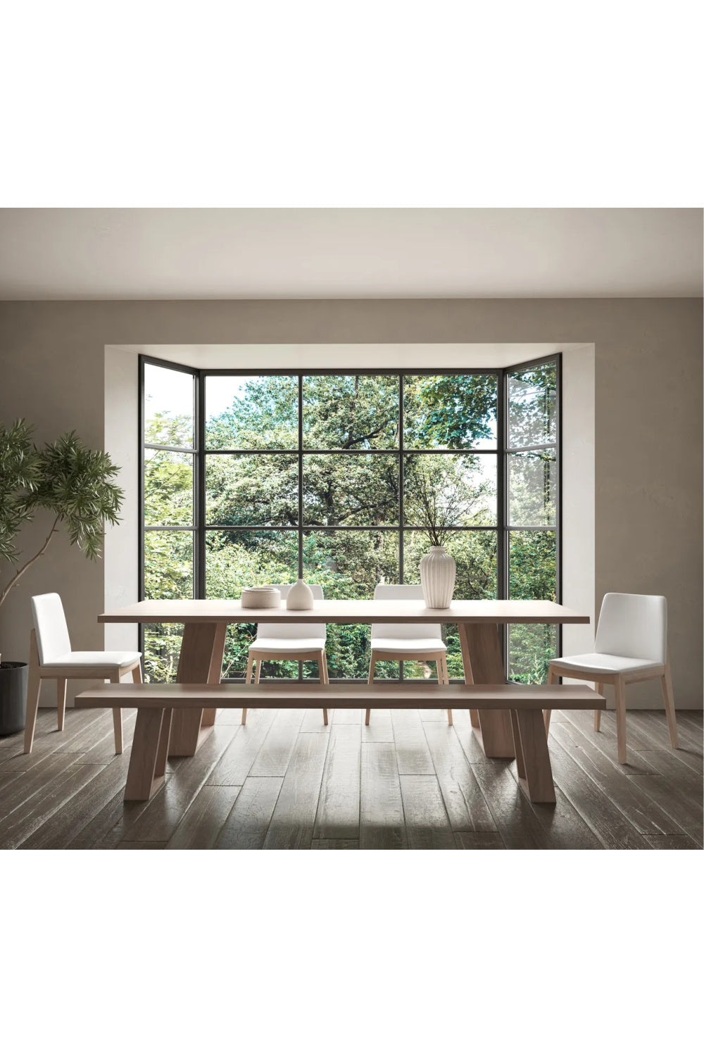 Modern European furniture - Whitewashed Acacia Wood Bench - www.oroa.com | Oroa.com