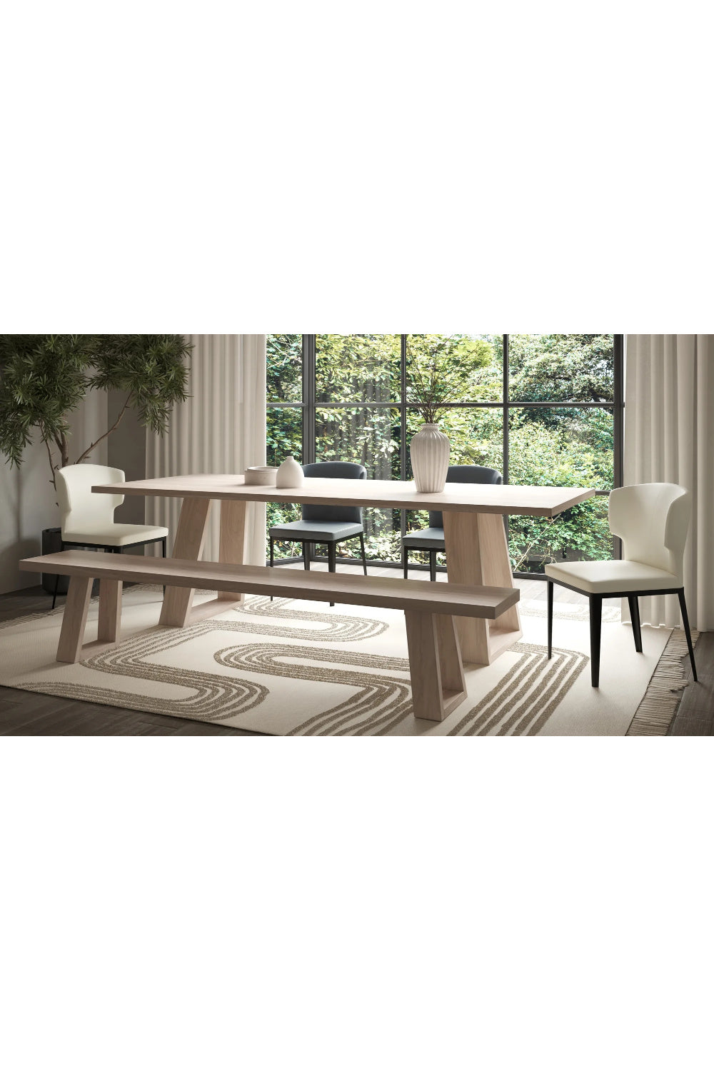 Modern European furniture - Whitewashed Acacia Wood Bench - www.oroa.com | Oroa.com
