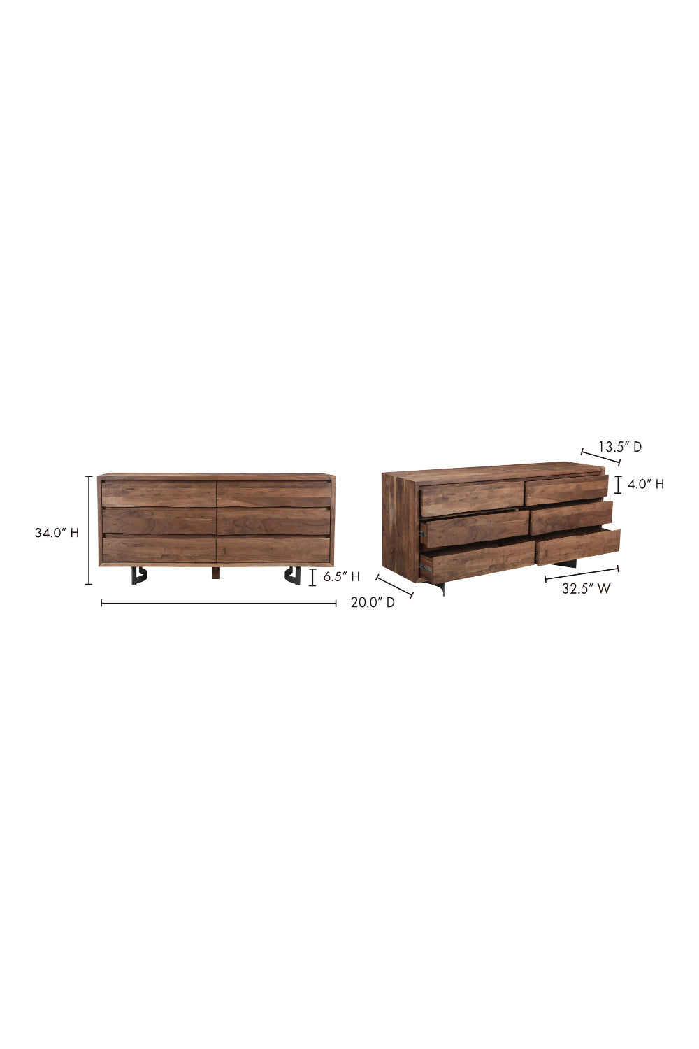 Modern European furniture - Solid Oak 6-Drawer Dresser - www.oroa.com | Oroa.com