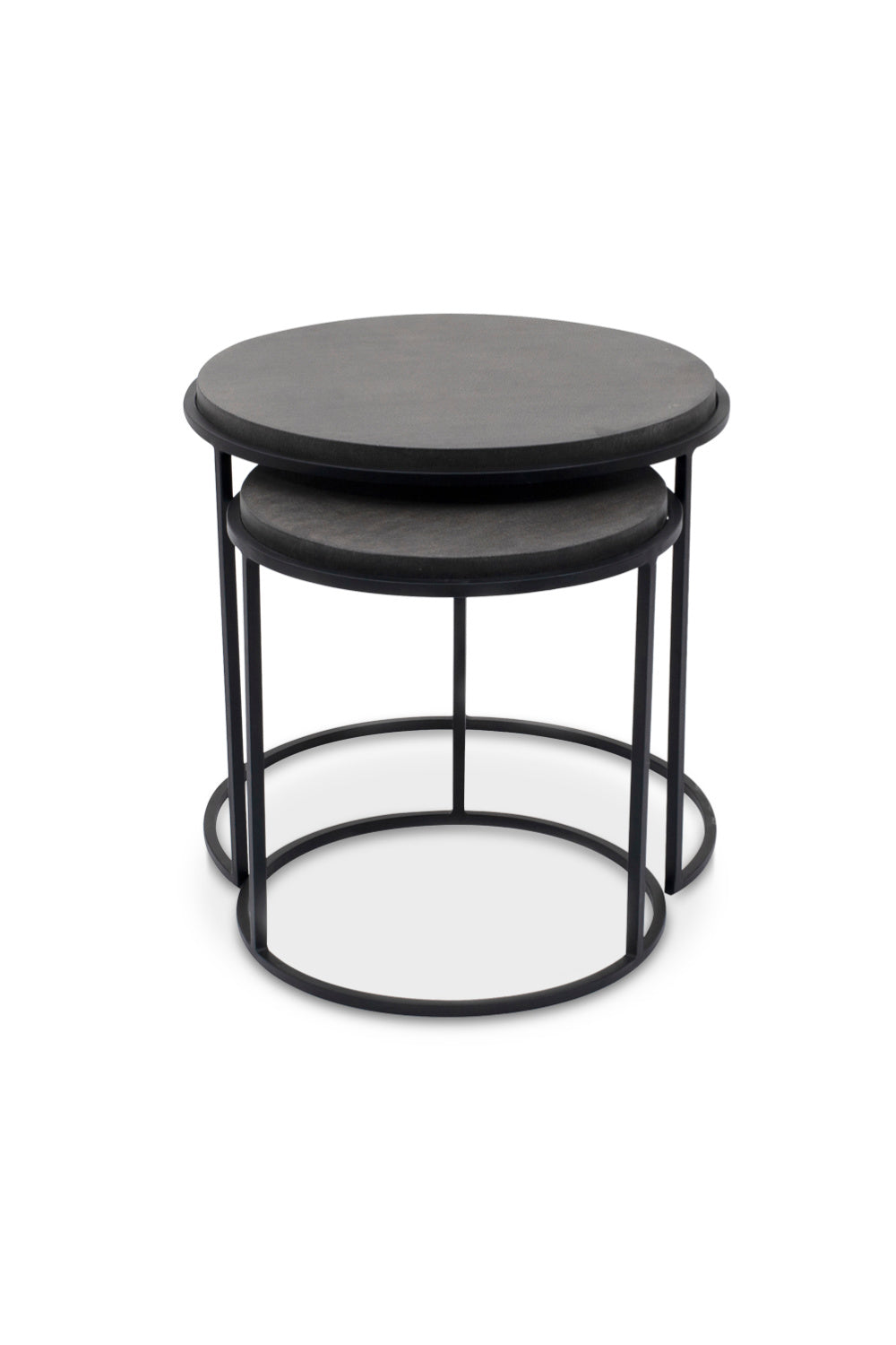 Modern European furniture - Black Lava Stone Nesting Tables (2) - www.oroa.com | Oroa.com