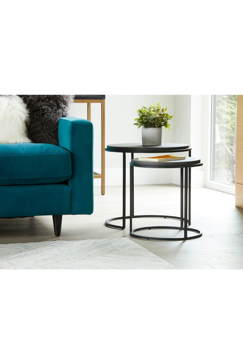 Modern European furniture - Black Lava Stone Nesting Tables (2) - www.oroa.com | Oroa.com