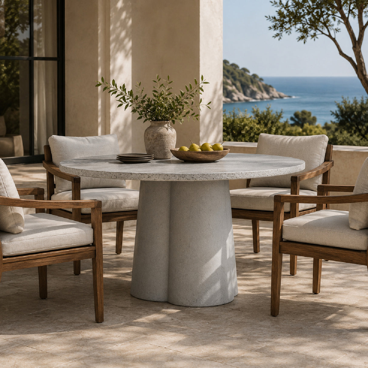 Modern European furniture - White Terrazzo Indoor/Outdoor Dining Table - www.oroa.com | Oroa.com