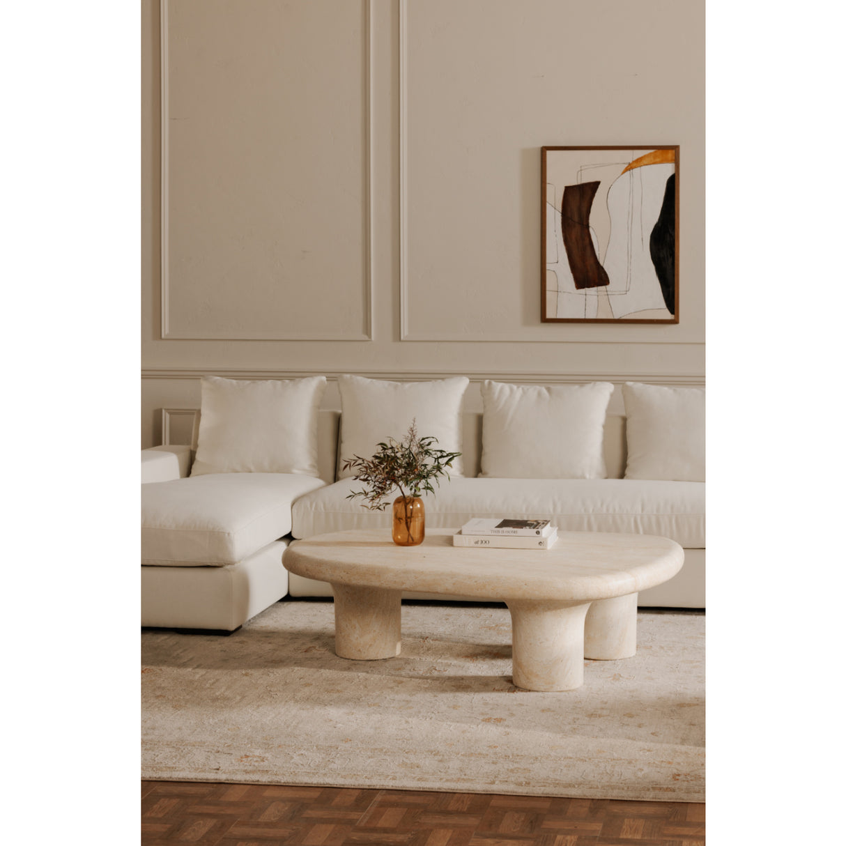 Modern European furniture - Travertine Look Indoor/Outdoor Coffee Table - www.oroa.com | Oroa.com