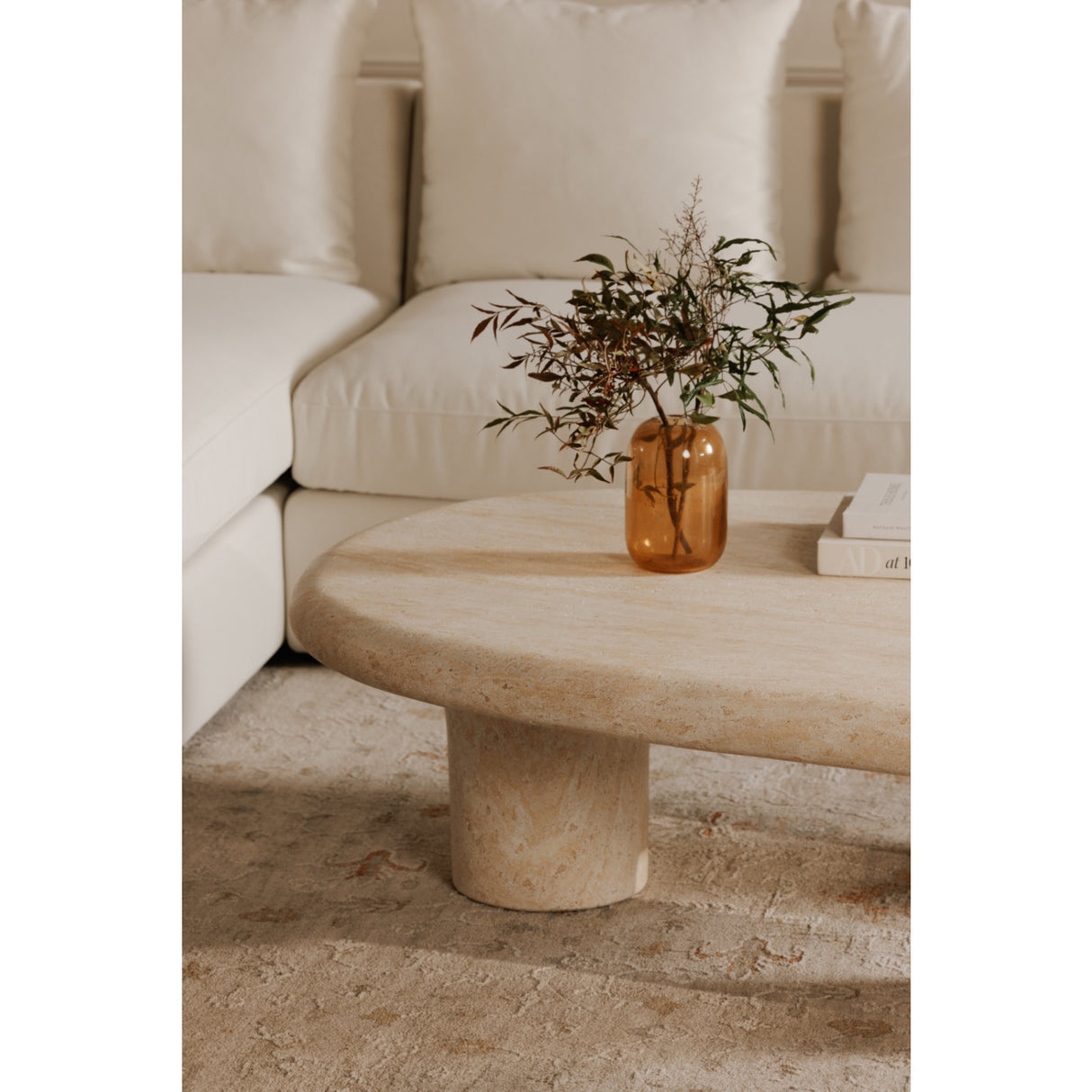 Modern European furniture - Travertine Look Indoor/Outdoor Coffee Table - www.oroa.com | Oroa.com