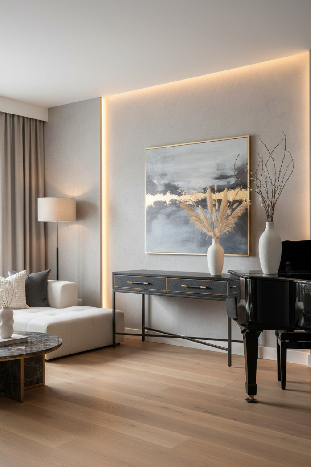 Modern European furniture - Black Vegan Leather Console Table - www.oroa.com | Oroa.com