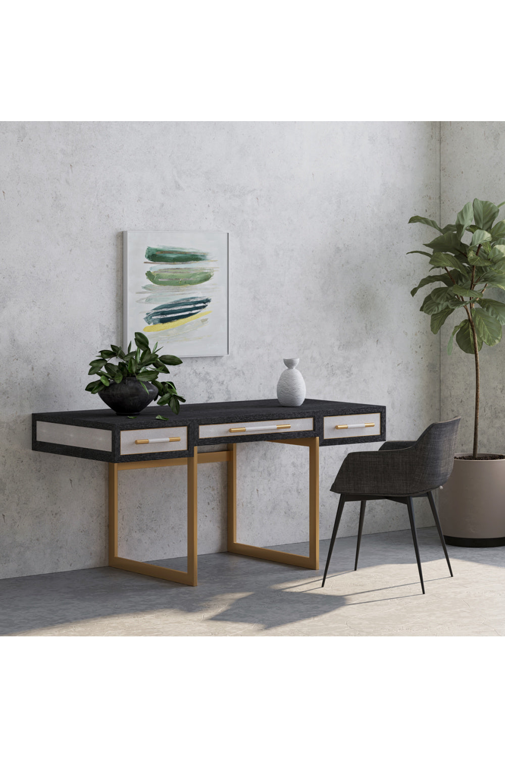 Modern European furniture - Gray Shagreen 2-Drawer Desk - www.oroa.com | Oroa.com