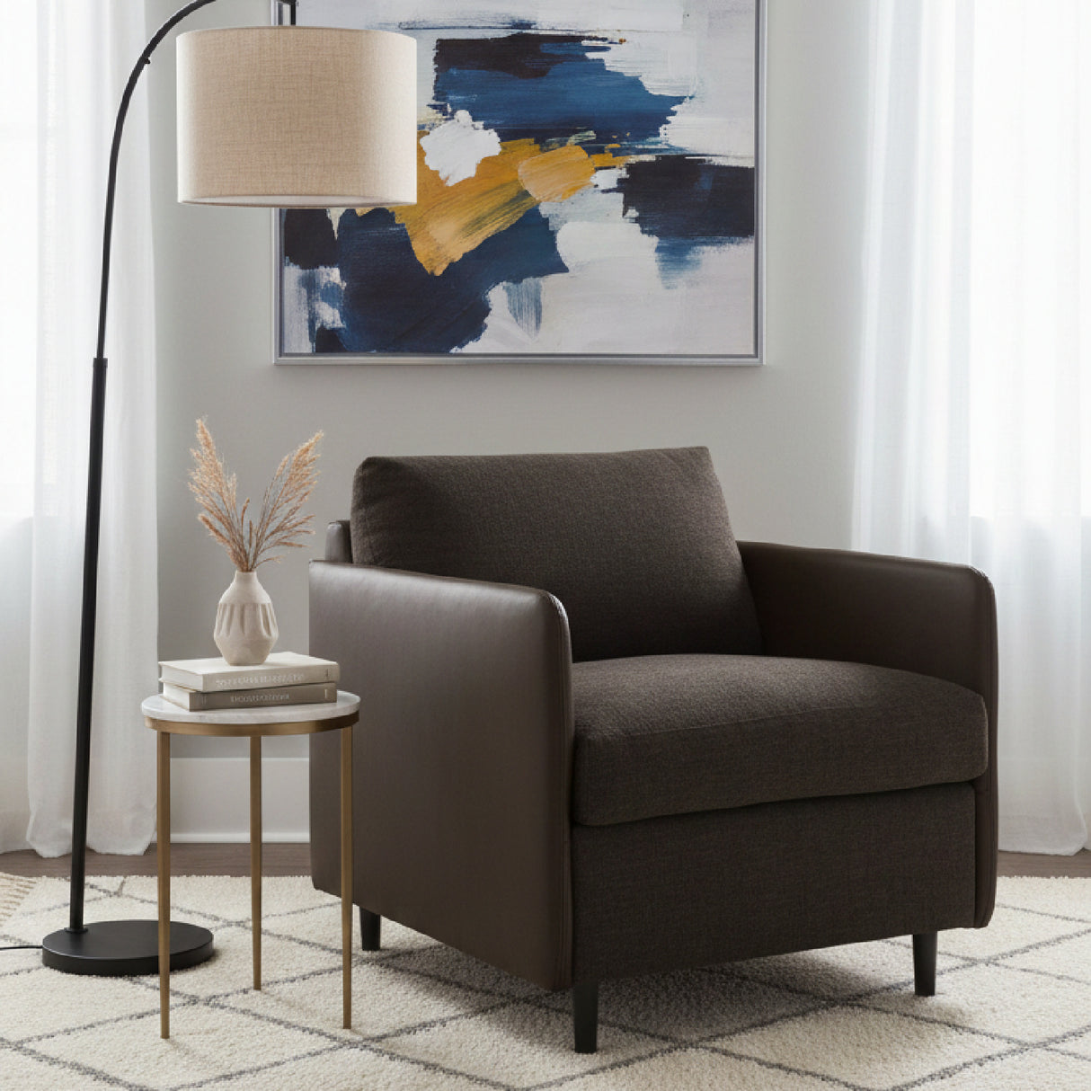 Modern European furniture - Leather Arm Accent Chair - www.oroa.com | Oroa.com