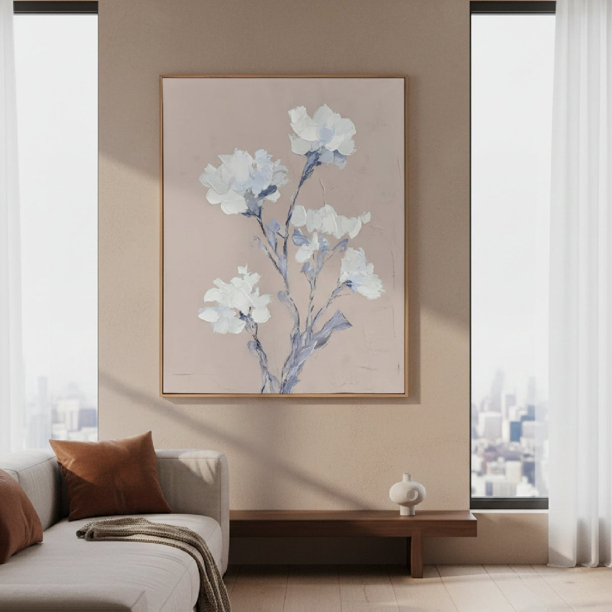 Modern European furniture - White Floral Framed Painting - www.oroa.com | Oroa.com