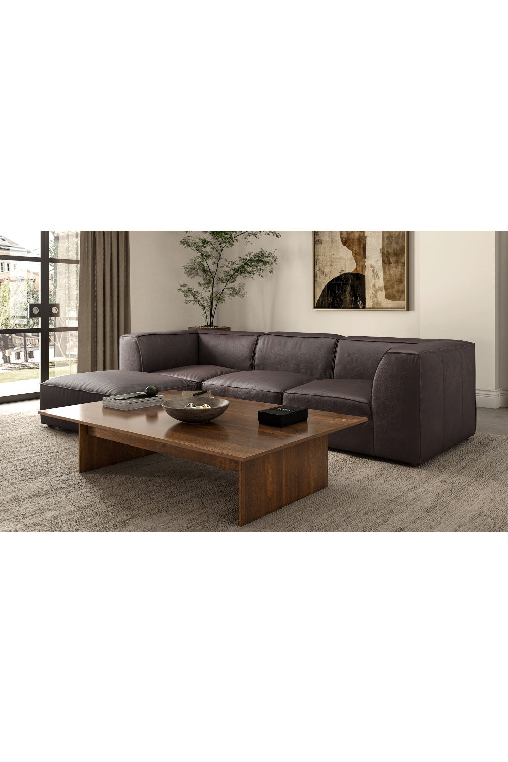 Modern European furniture - Brown Leather Square Ottoman - www.oroa.com | Oroa.com