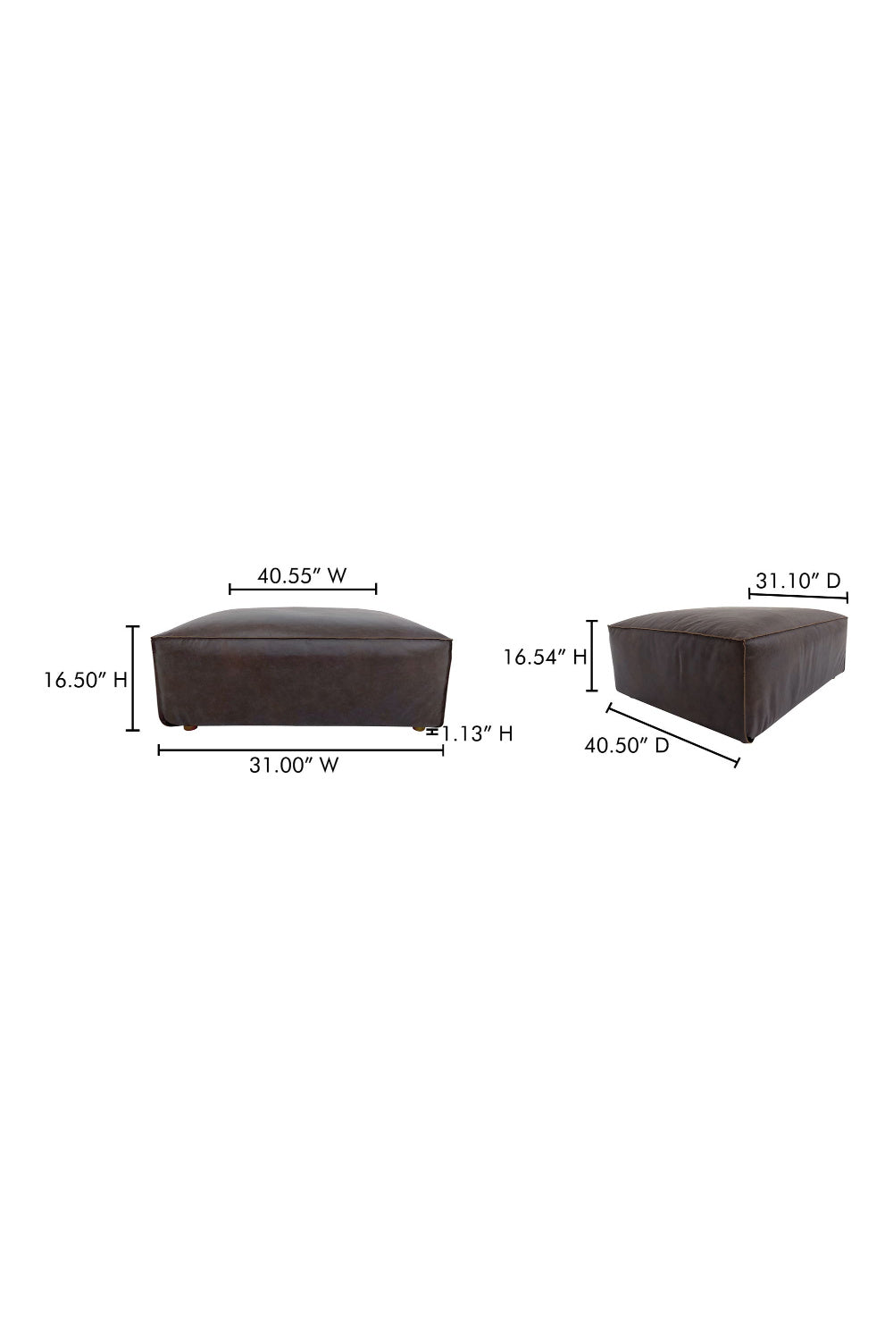 Modern European furniture - Brown Leather Square Ottoman - www.oroa.com | Oroa.com