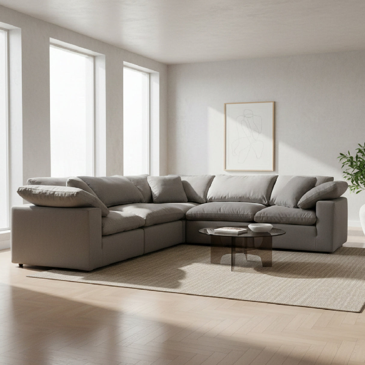 Modern European furniture - Fabric L-Shaped Modular Sofa - www.oroa.com | Oroa.com