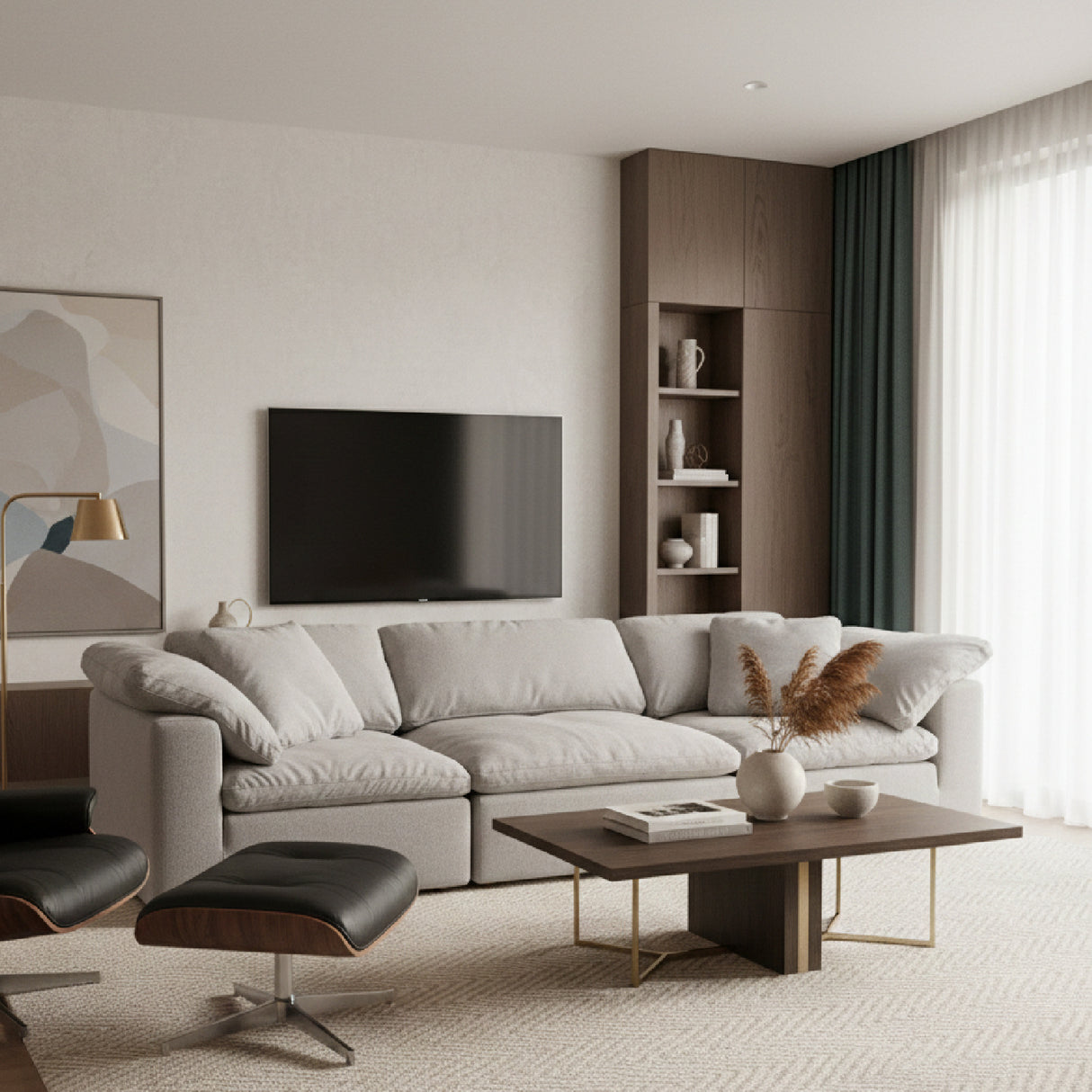 Modern European furniture - Thick Cushioned Modular Sofa - www.oroa.com | Oroa.com