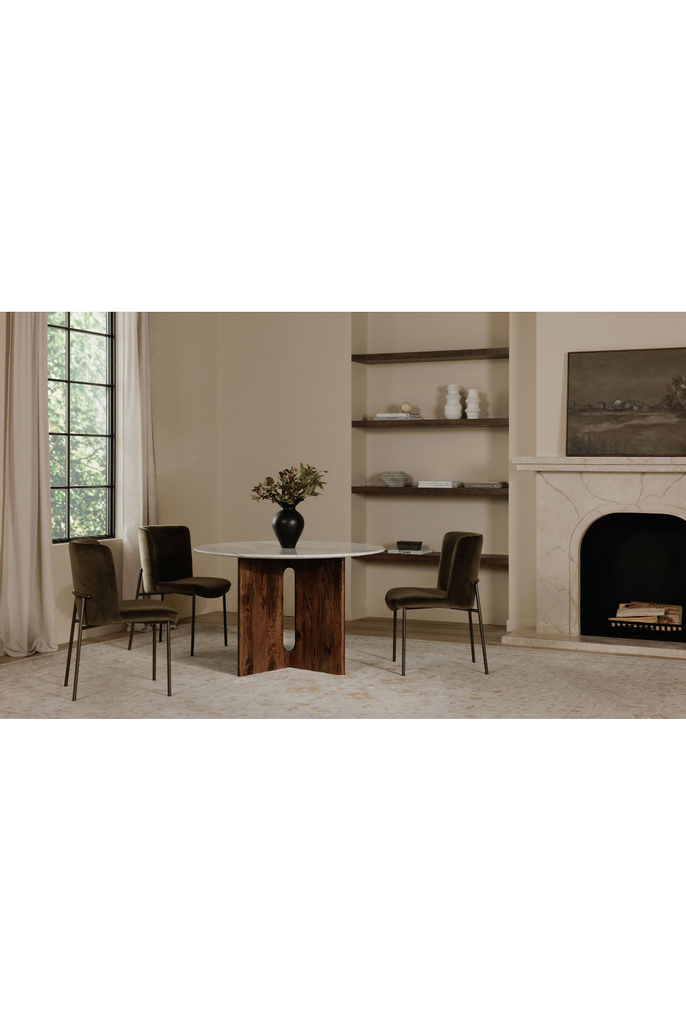 Modern European furniture - Blackened Bronze Frame Dining Chairs (2) - www.oroa.com | Oroa.com