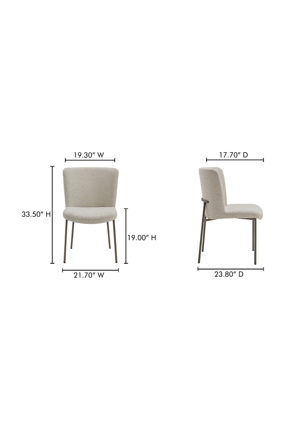 Modern European furniture - Blackened Bronze Frame Dining Chairs (2) - www.oroa.com | Oroa.com
