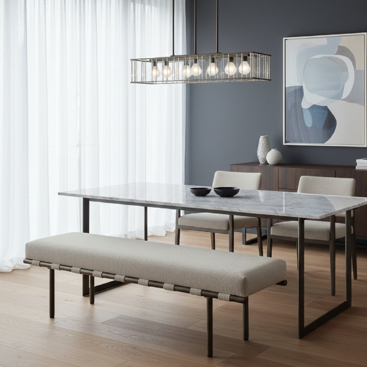 Modern European furniture - Beige Upholstered Dining Bench - www.oroa.com | Oroa.com