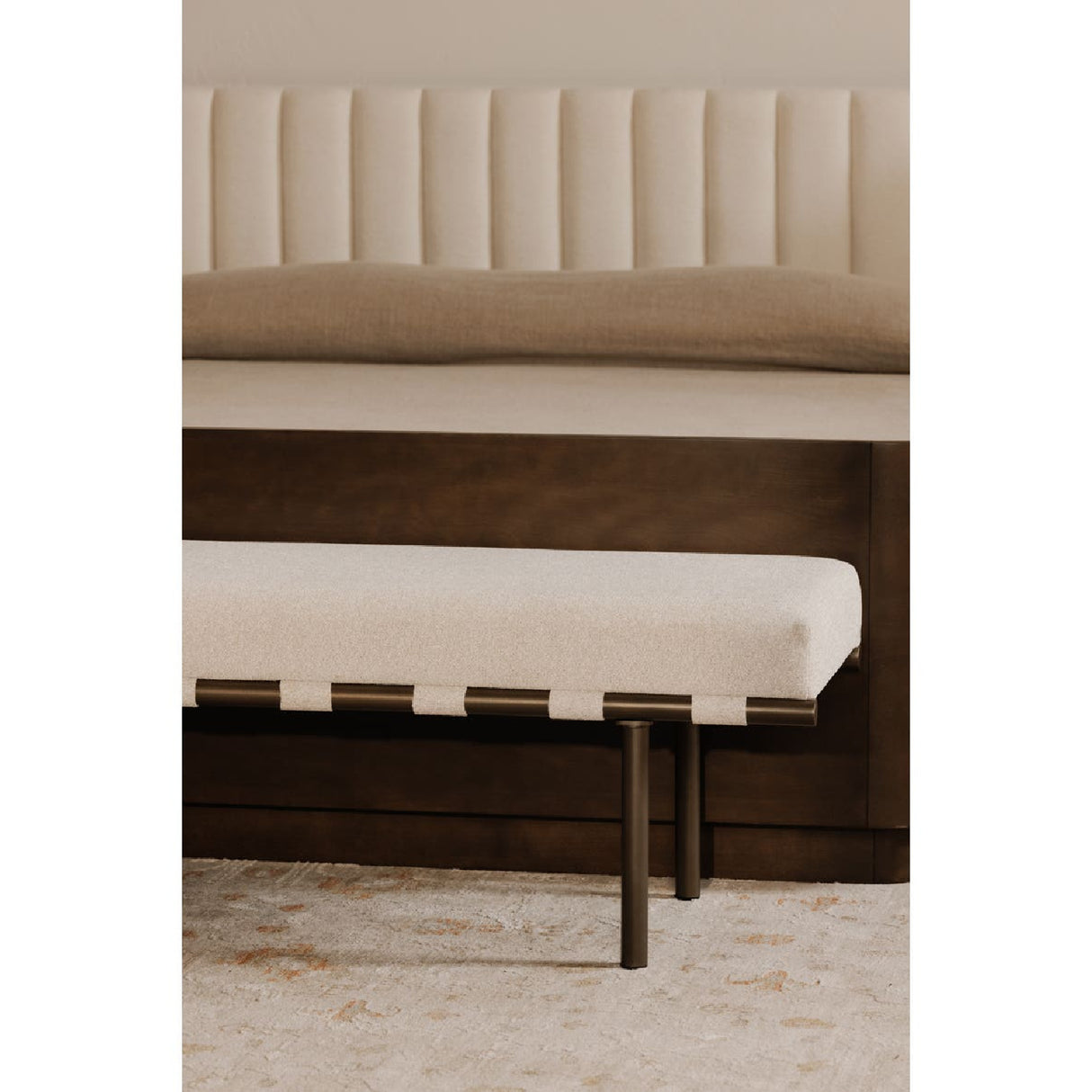 Modern European furniture - Beige Upholstered Dining Bench - www.oroa.com | Oroa.com