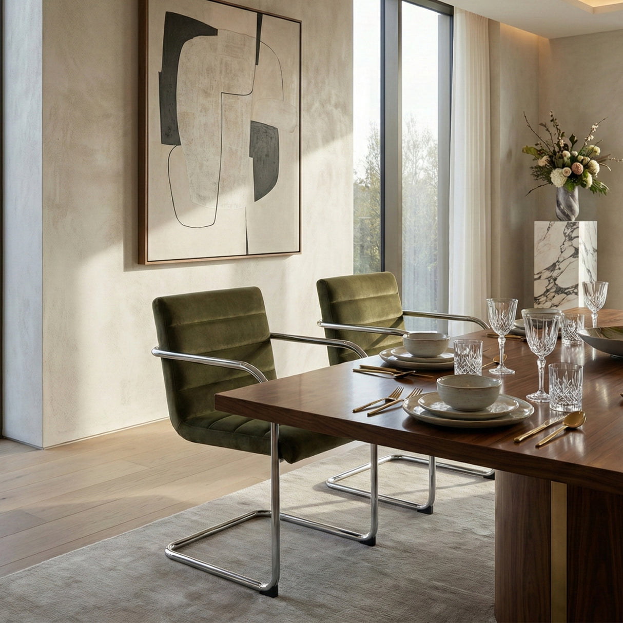 Modern European furniture - Channeled Cantilever Dining Chairs (2) - www.oroa.com | Oroa.com