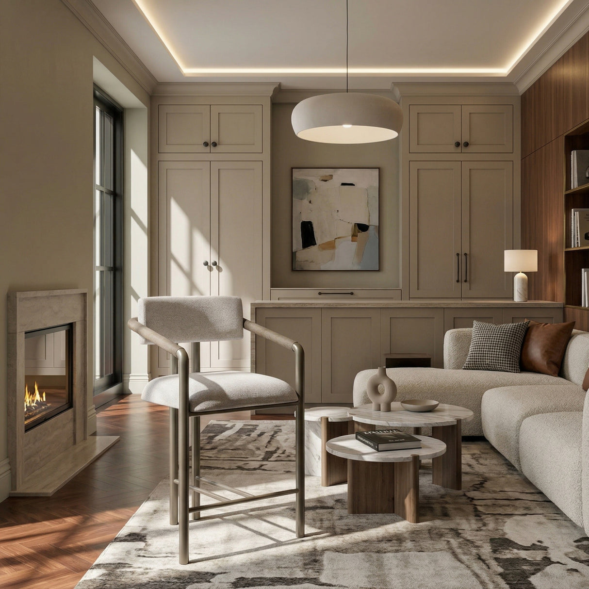 Modern European furniture - Brown Fabric Counter Stool - www.oroa.com | Oroa.com