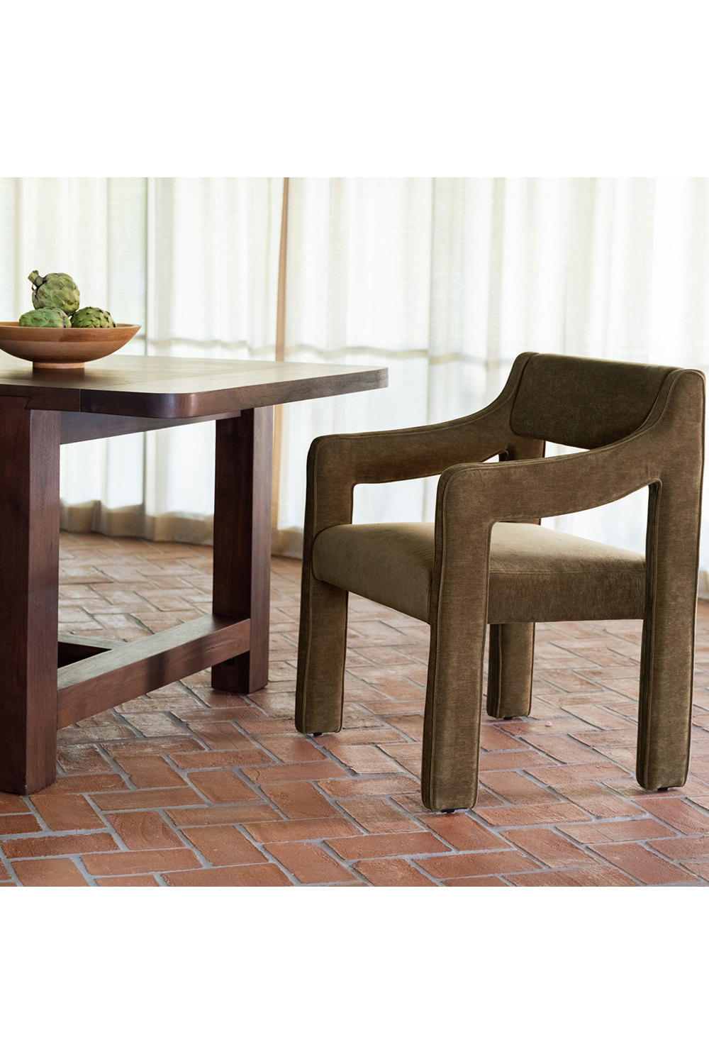 Modern European furniture - Upholstered Sloped-Arm Dining Chair - www.oroa.com | Oroa.com