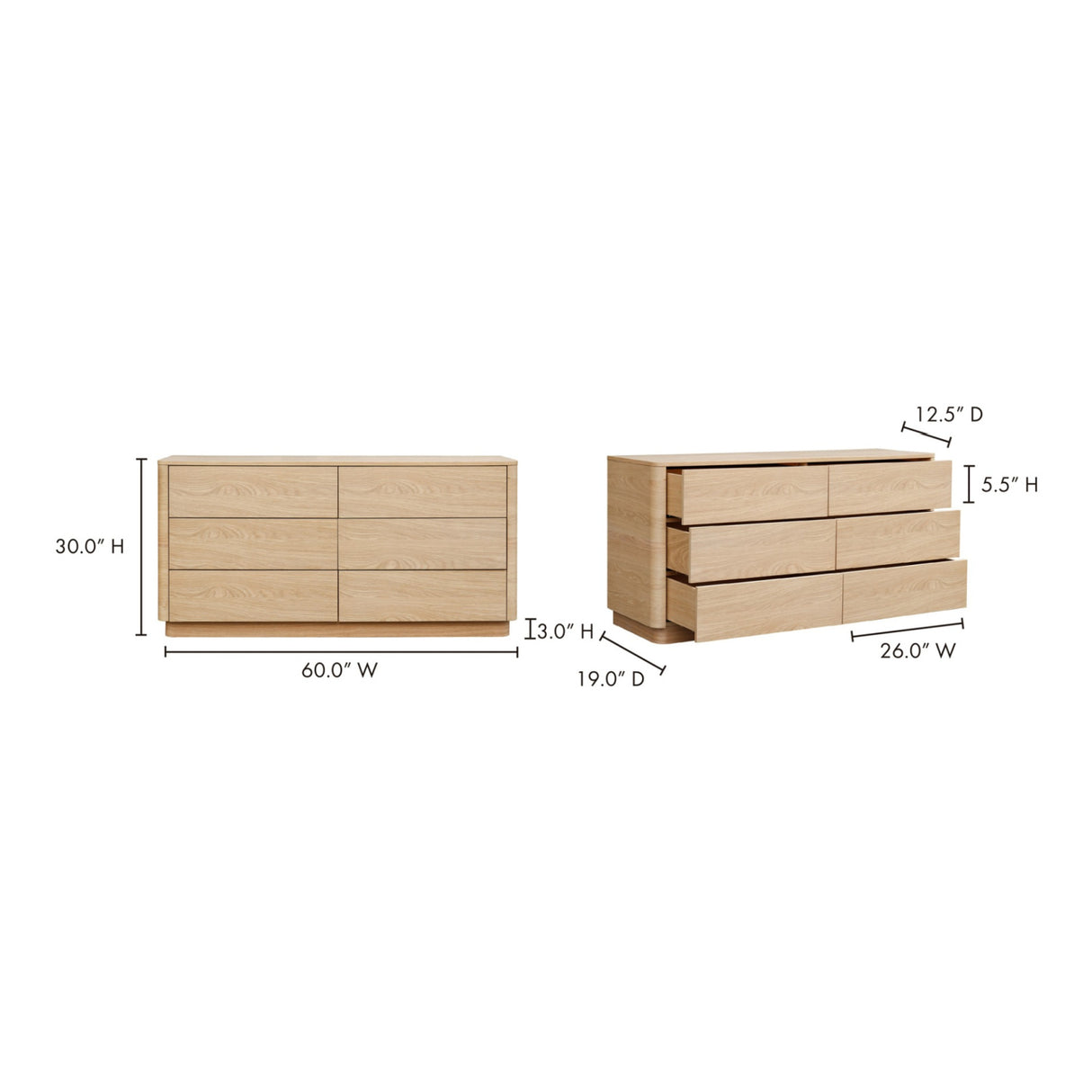 Modern European furniture - 6-Drawer Wooden Dresser - www.oroa.com | Oroa.com