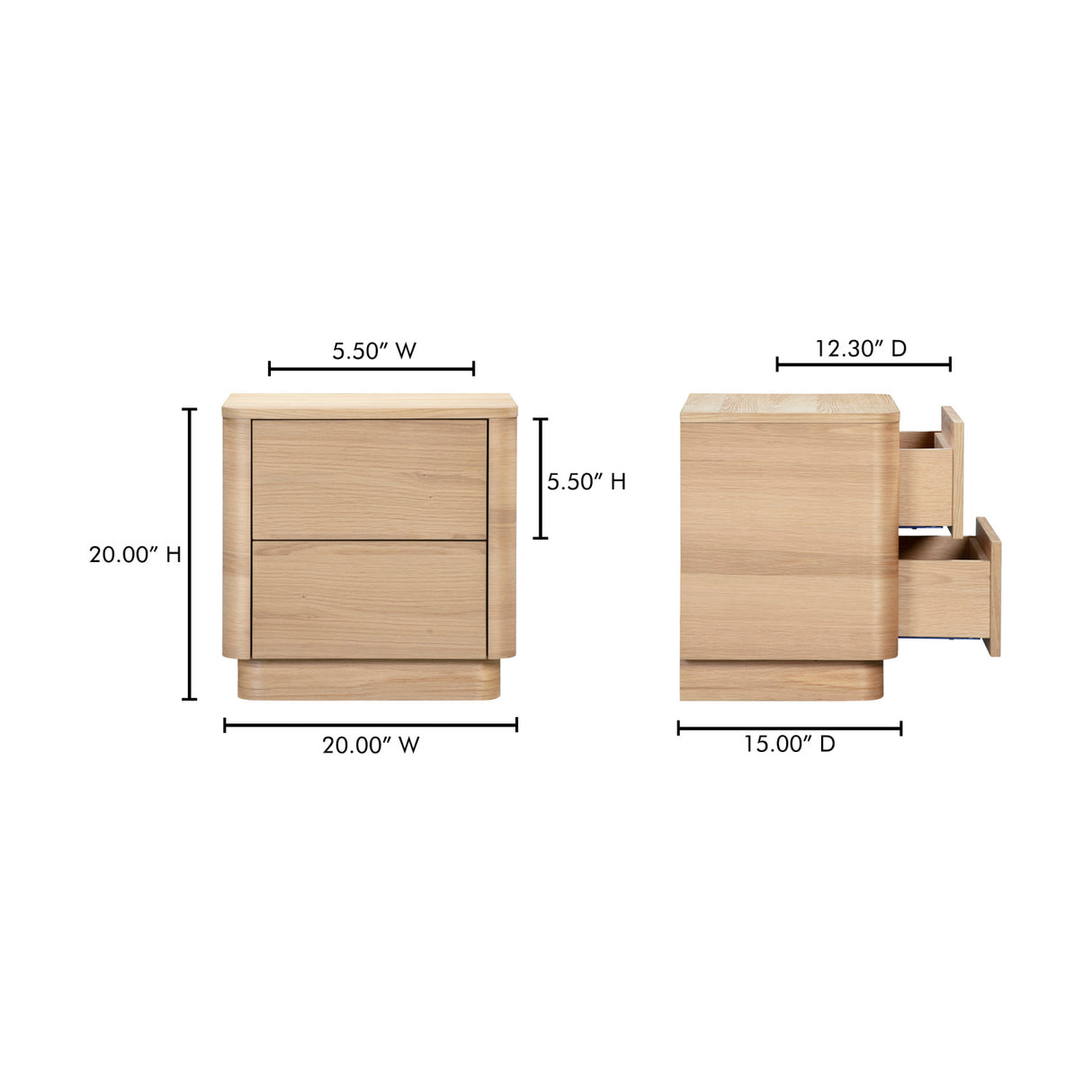 Modern European furniture - 2-Drawer Wooden Tall Nightstand - www.oroa.com | Oroa.com