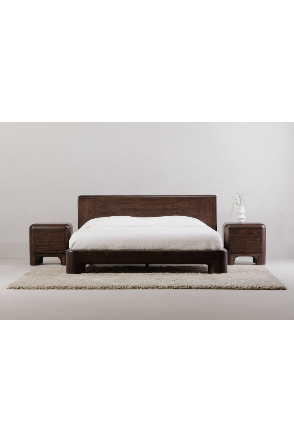 Brown Acacia 2-Drawer Nightstand | Oroa.com